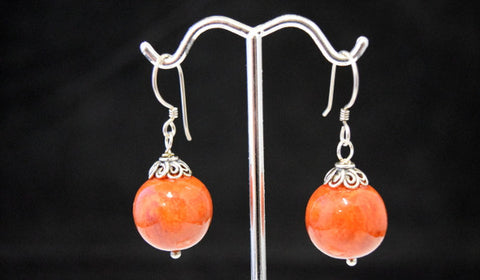 Red Coral Ball Dangle