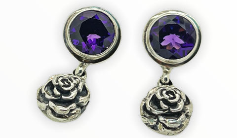 Amethyst Flower Earring